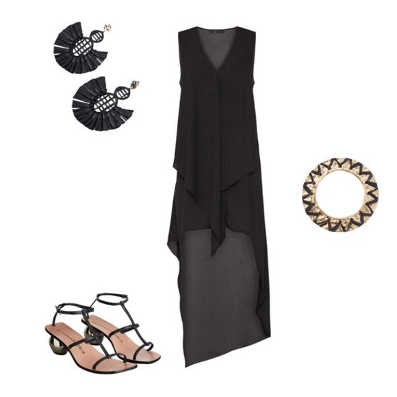 BCBGMAXAZRIA TARA CASCADE RUFFLE DRESS - Picture 13 of 15